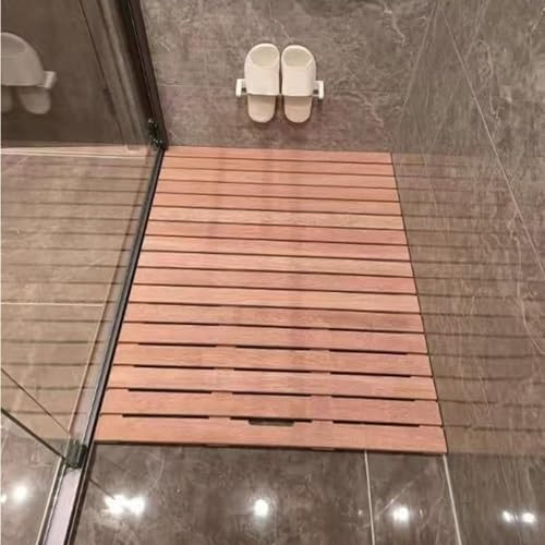 tarima Ducha Suelo De Baño De Madera De Teca para Sauna O Ducha Al Aire Libre, Alfombrilla De Baño De Madera De Lujo, Alfombrillas De Ducha Plegables(30 X 75cm/12 x 30in)