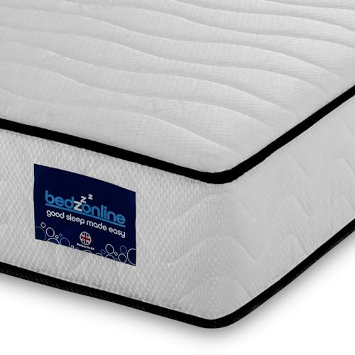 BEDZONLINE Pocket Spring Memory Foam Hybrid Mattress - UK Double | 190 x 135 x 20 cm | Cooling & Hypoallergenic | Medium Firm Orthopaedic Support | Motion Isolation & Pressure Relief