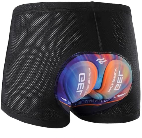 Ulhnei Men's Cycling Underwear Shorts 5D Gel Padded Liner for MTB Biking Breathable, Quick Drying Shockproof Black