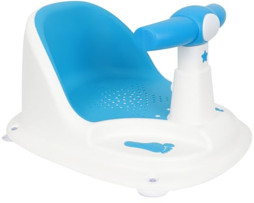DECHOUS Asiento de Baño para Bebés con Respaldo y Ventosas Antideslizantes Soporte Cómodo y Estructura Estable para Bañeras y Duchas Color Azul para Pequeños