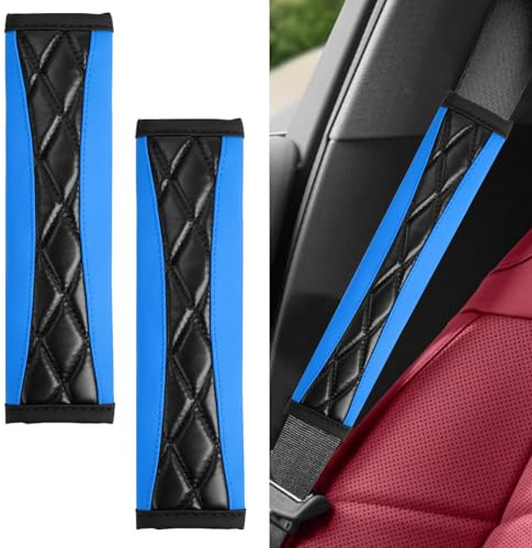 2 almohadillas acolchadas para cinturón de seguridad para cinturón de coche, almohadillas suaves para cinturón de seguridad, universales, para adultos y niños (azul)