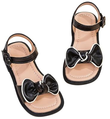 Sandales pour enfant fille - Chaussures d'été à bout libre - Chaussures d'été avec boucle réglable - Pantoufles antidérapantes - Confortables - Chaussures uniques confortables, Noir , 33 EU