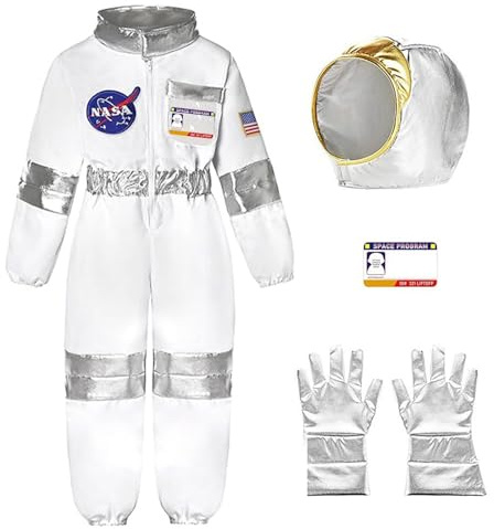 Bastwahl Deguisement Astronaute Enfant Garcon - Costume de Fantaisie Combinaison Spatiale,Déguisement Espace Astronaute avec Casque et Gants pour Halloween Cosplay Carnaval