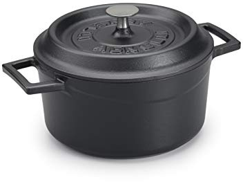 Pentole Agnelli COGHSRP10420M Slowcook Casseruola con Maniglie e Coperchio, Ghisa, Nero Opaco, 2.6 L - 20cm