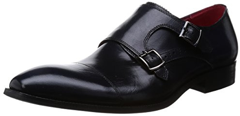 Lucius Men's Leather Cap-Toe Double Monk-Strap Color Insole Dress Shoes, Navy, 45 EU (US Men's 11 M)