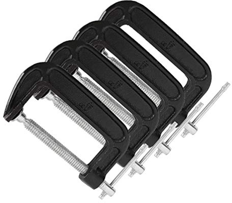 4 Inch C-Clamp Set, Heavy Duty Steel C Clamp Industrial Strength C Clamps for Woodworking, Welding, and Building(4PCs)