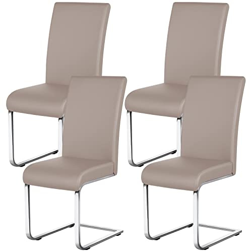 Yaheetech Set 4 Sedie Sala da Pranzo Imbottite Seduta Spessa 10 cm, Sedie Cucina con Schienale Alto, Gambe in Metallo a Forma di U per Uffici, Soggiorni e Salotti, Marrone Chiaro