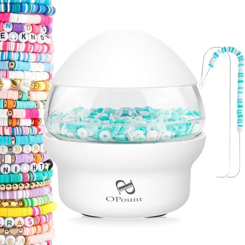 PP OPOUNT Electric Bead Spinner, Clay Bead, Seed Bead Spinner with 2 Big Eye Beading Needles, Fast Beading Bead Spinner for Jewelry Making, DIY Waist Beads, Bracelets, Necklace (Patent)