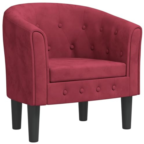 vidaXL Clubsessel, Sessel mit gepolstertem Sitz Armlehnen, Cocktailsessel mit Holzgestell, Loungesessel Relaxsessel Polstersessel, Weinrot Samt