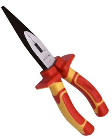 Edward Tools Pro Insulated Long Nose Pliers 6” - 1000V Safe Needle Nose Pliers for Electricians Use - VDE/GS Certified - Heavy Duty CRV Steel with Ergo Handle - Sharp Cutting Edge - Black Finish
