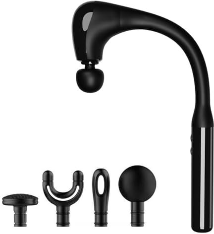 Massagepistole mit Verlängerungs Griff, 10MM Tiefengewebe-Percussion Elektrischer Massagegerät, Nackenmassagegerät Handmassagegerät für Muskeln Schultern Taille Beine, 4 Köpfe, 5 Geschwindigkeitsstufe