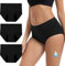 INNERSY Mutande Ciclo Mestruale Donna Flusso Abbondante Vita Alta bambù Slip Mestruali Pacco da 3 (M 3 Nero)