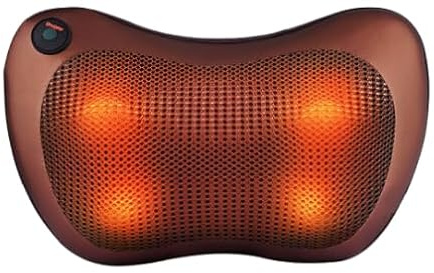 Cojín de Masaje SHIATSU Eléctrico con Calor y Terapia Magnética, Masajeador Cervical, Espalda, Abdominal, Brazos y Piernas. Almohada con 4 Rodillos, Ideal para Casa, Oficina, Coche o Viaje