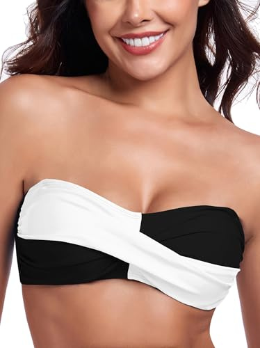 Ocean Blues Haut de bikini bandeau pour femme avec bonnets sans repassage et bretelles amovibles, haut de bikini élégant