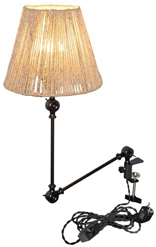 FSLiving Retro klämlampa, 1 förpackning lä med 2,5 m kabel, dimbar sänglampa, ögonvård skrivbord för kontor hemmabruk, E27 lamphållare TD0755