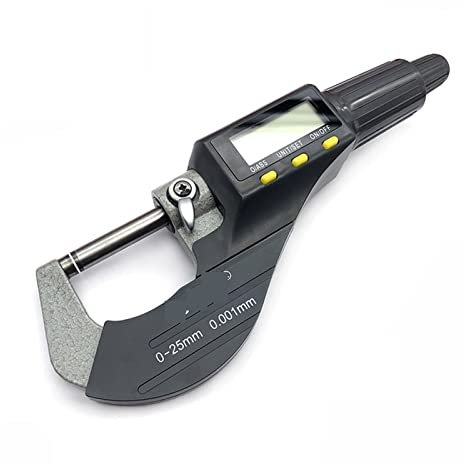 KONGMM Micromètre d'extérieur 0-25 mm micromètres électroniques à l'extérieur 0.001mm avec Extra Large LCD Micromètre numérique d'écran Outils de Mesure numérique électroniques(0-25mm Standard)