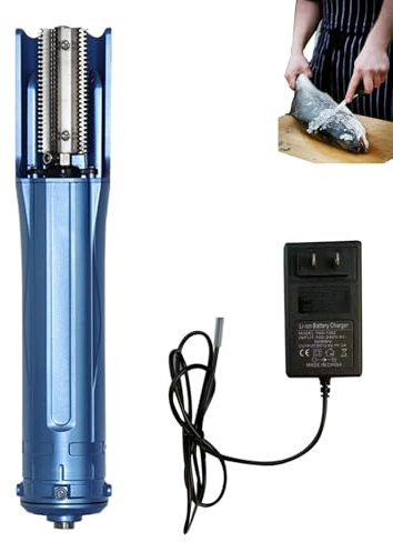 WHIPIN Desincrustador de Pescado eléctrico inalámbrico, Herramienta portátil para raspar Escamas, Resistente al Agua, con Cubierta Protectora de Cuchilla, Cuchilla de Acero Inoxidable(A)