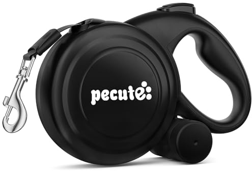 Pecute Correa Perro Extensible,Correas Flexi 10 Metros con Costuras Reflectantes Lluminosas para Perros Medianos y Grandes,Trela cao Extensível con Bolsa de Basura,hasta 50KG