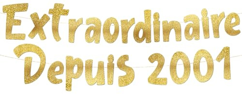 25 Ans Guirlande Anniversaire Extraordinaire Depuis 2001 Or Paillettes – Décoration Anniversaire Drôle, Cadeau & Accessoires Fête