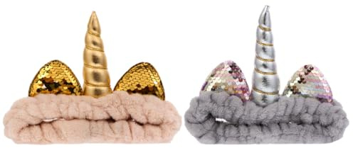 POPETPOP Serrage-tête Licorne Créatif en Tissu Doux 2 Pièces Confortable et Facile à Porter pour Garçon et Filles et Adultes, Accessoire Coiffure Charmant et Pratique