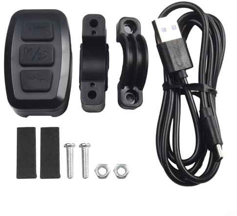 Glewi Mando a distancia inalámbrico para manillar de motocicleta, para control de reproducción multimedia, compatible con Bluetooth, soporte ABS de 5 V, color negro