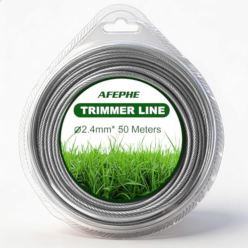 Hilo de corte de alambre de acero de 2,4 mm, 50 m, desbrozadora para cortabordes