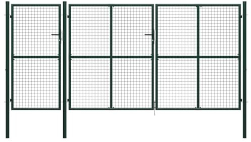vidaXL Cancello per Giardino a Rete con Serratura e Maniglie Stabile Durevole Ingresso Porta Recinzione in Acciaio Zincato 400x150 cm Verde