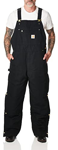 Carhartt Men's Loose Fit Firm Duck Insulated Bib Overall Black