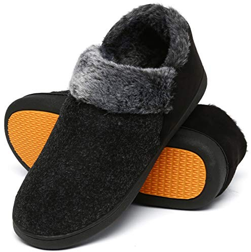 Mishansha Zapatillas Casa Hombre Pantuflas Invierno Zapatillas de Estar por Casa Hombre Cerradas Antideslizante Calentitas Slippers Pantuflas Invierno Negro Ahumado,Gr.43