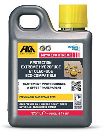 FILA Surface Care Solutions, MP90 ECO XTREME, Protecteur pour la Pierre, le Marbre, le Quartz, le Granit, le Béton, le Grès Poli, 375 ml