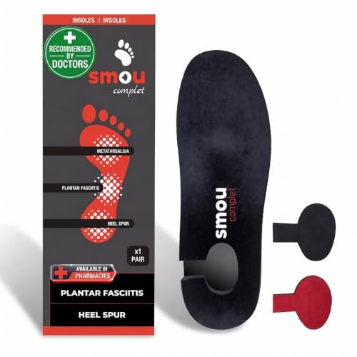 SMOU COMPLET Semelles Orthopédiques pour Fasciite Plantaire, Éperon Calcanéen et Métatarsalgie | Mousse à Mémoire de Forme avec Soutien de la Voûte plantaire et Dégagement du Talon