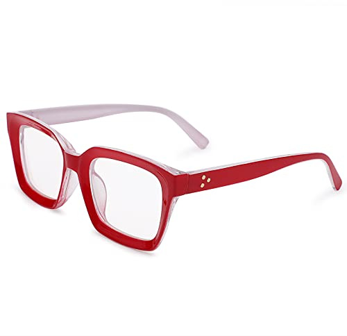 COASION Classic Ladies Eyeglasses Clear Lens Thick Square Frame Oprah Glasses for Women Red