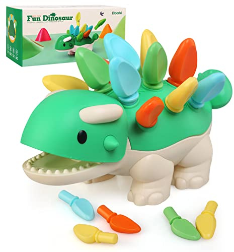 LinStyle Juguetes Montessori 18 Meses, Dinosaurio Juegos Motricidad Fina 2 3 Años, Juguetes de Habilidades Motoras Bebe, Conteo y Clasificación de Colores Juegos Educativos Regalo para Niños 2 3 Años