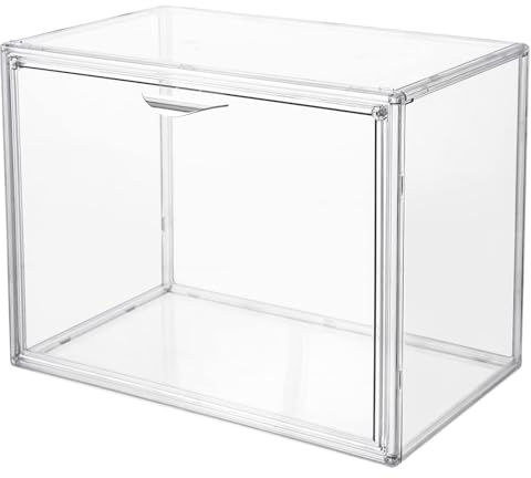 Attelite Clear Acrylic Display Case,Display Storage Box Countertop with Magnetic Door,Stackable Dustproof Protection Showcase for Action Figures,Collectibles