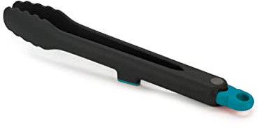 Joseph Joseph Duo Pinze da cucina con sistema di bloccaggio, resistente al calore e con poggiautensili integrato, Nero/Blu
