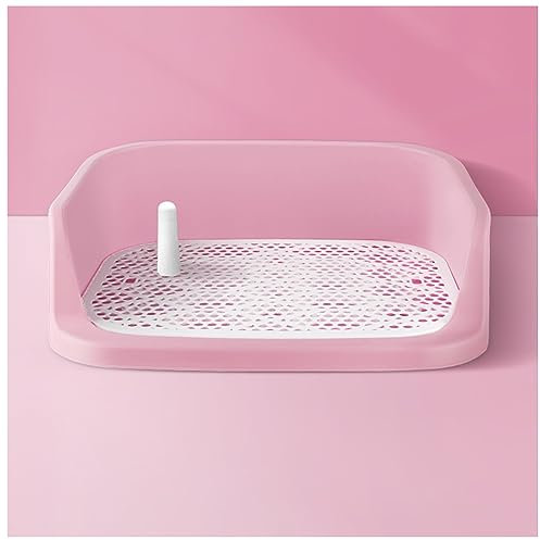 KCTOT Eingezäunte Haustiertoilette Spritzwassergeschützt Großer Raum Mit Säule Tragbare Hundetoilette Verwendbar Bis 15 Kg, Geeignet Für Wohnung Oder Balkon (Color : Pink)