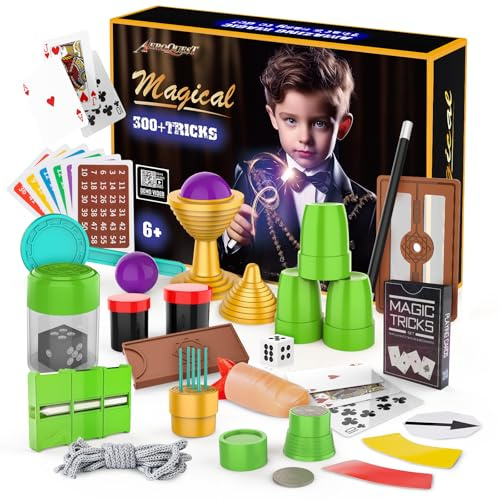 AEROQUEST Magic Kit for Kids, 300+ Magic Tricks Perfect Toy for Boys and Girls, Magic Wand Magician Set with Instruction Manual and Video for Beginners Ages 6 7 8 9 10 11 12 Years Old