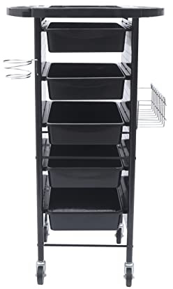 Frisörvagn 6 våningar hårsalong förvaring vagn med hjul hårtork hållare 5 lådor salongshjälp frisör arbetsvagn färgvagn rullande cart, 95 x 53 x 44 cm