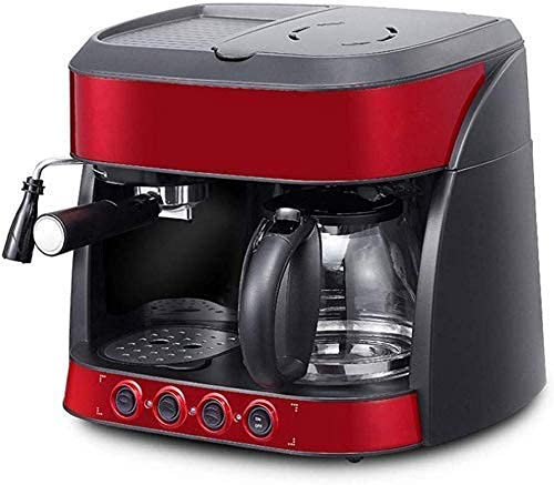 Macchina per caffè espresso TEmkin con macinacaffè con sensore, doppio sistema di riscaldamento, pompa combinata, macchina per caffè espresso con filtro e bacchetta per schiumare (rosso) (rosso)