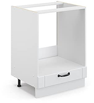 Vicco Herdumbauschrank Fame-Line, Herdschrank, Weiß Landhaus/Weiß, 60 cm, AP Marmor