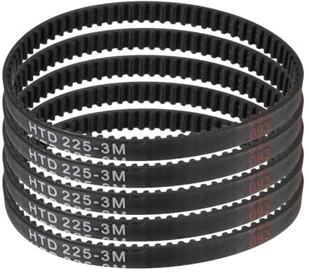 sourcing map 5pcs HTD-3M Rubber Timing Belt 75 Teeth, 225mm Pitch Length x 6mm Width x 2.4mm Height, Closed Loop Pulley Timing Belt