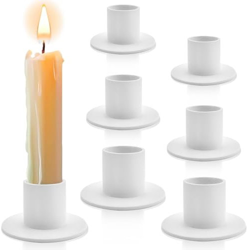 6 Stück Kerzenhalter für Stabkerzen,Retro Candlelight Dinner Kerzenhaltern für Party, Hochzeit, Jubiläum,Wohn und Schlafzimmerdekoration (Weiß)