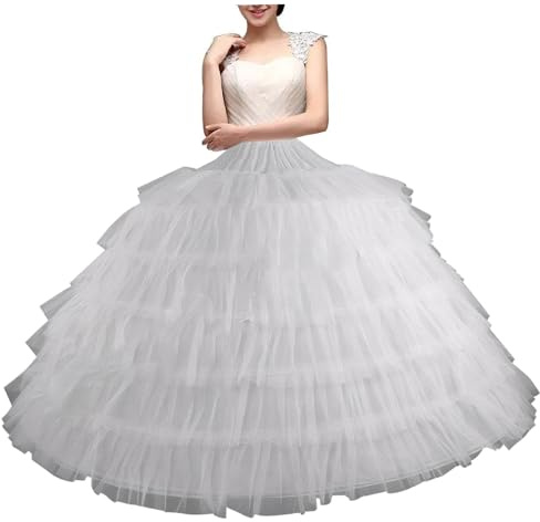 Hoop Petticoat Skirt|Petticoat Skirt 6 Hoops Underskirt Tulle Petticoat Long Petticoats for Women under Dress Adjustable Bridal Hoop Skirt for Wedding Ball Gown Ceremony Prom