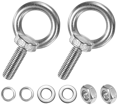 M METERXITY 2-Sets Boulons À Œillet En Acier Inoxydable M10x30mm Boulon À Œillet À Épaulement De Levage Avec Écrous Rondelles Filetage Mâle Anneau Boulons À Œillet Longueur 1.18 Pouce