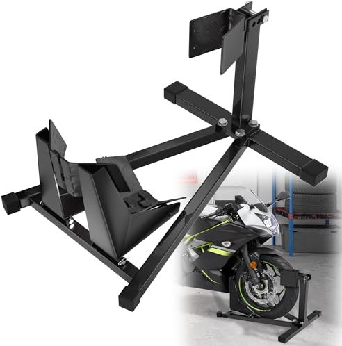 HENGMEI Motorradständer Motorrad Ständer Verladehilfe Schiene Motorradwippe Motorrad vorne Vorderradklemme Radwippe Stahl Montagehilfe für Vorderrad, Motorradheber für Vorderreifen von 17-21