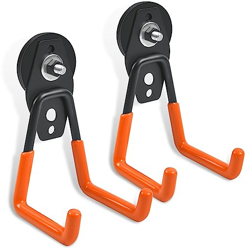 FPMYB Ganci magnetici, ganci magnetici, extra forti, 43 mm, con ganci, ganci magnetici per cucina, garage, frigorifero, tende, aule, barbecue, attrezzi (arancione, 2 pezzi)