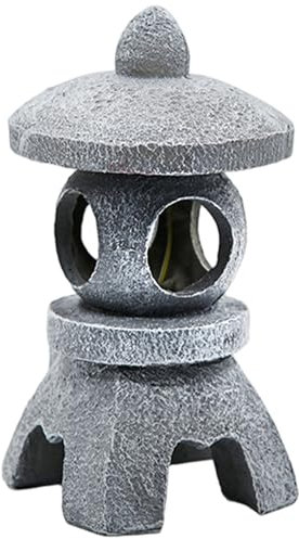 Whyzsjnclg Pagoda Garden Statue, Statues de pagode Japonaise, Lanterne Solaire imperméable, 5.1x5.3x10, 2 Pouces décoratif pour Le Balcon de pelouse Jardin, Patio, Porche