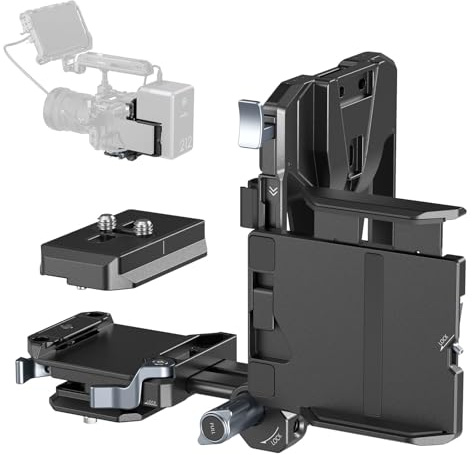 SMALLRIG Fällbar V-Mount Battery Plate Pro, med QR-platta för Arca, LCD-skärmskyddsfäste och kabelklämmor, allt-i-ett kompakt kameravideorigg för spegellösa/DSLR, för NEEWER V-monterat batteri - 5315