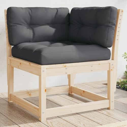 Canapé d'Angle de Jardin en Pin Massif avec Coussin, Conception Modulable et Résistante, Canapé Exterieur Terrasse, Banquette Exterieur, pour Jardin, Terrasse, Balcon, Couleur Anthracite, 73x73x78 cm