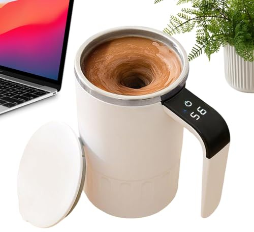 Generisk självrörande mugg – 380 ml rostfritt stål temperaturdisplay | självrörande kopp med lock – för te, proteinpulverdryck, hem, kök, kontor, resor, camping, fest